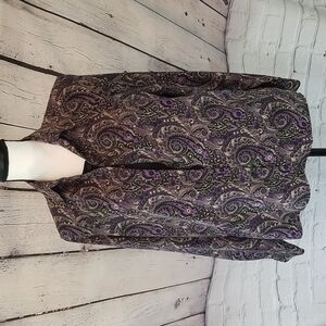 Impressions paisley women's button down long sleeved blouse